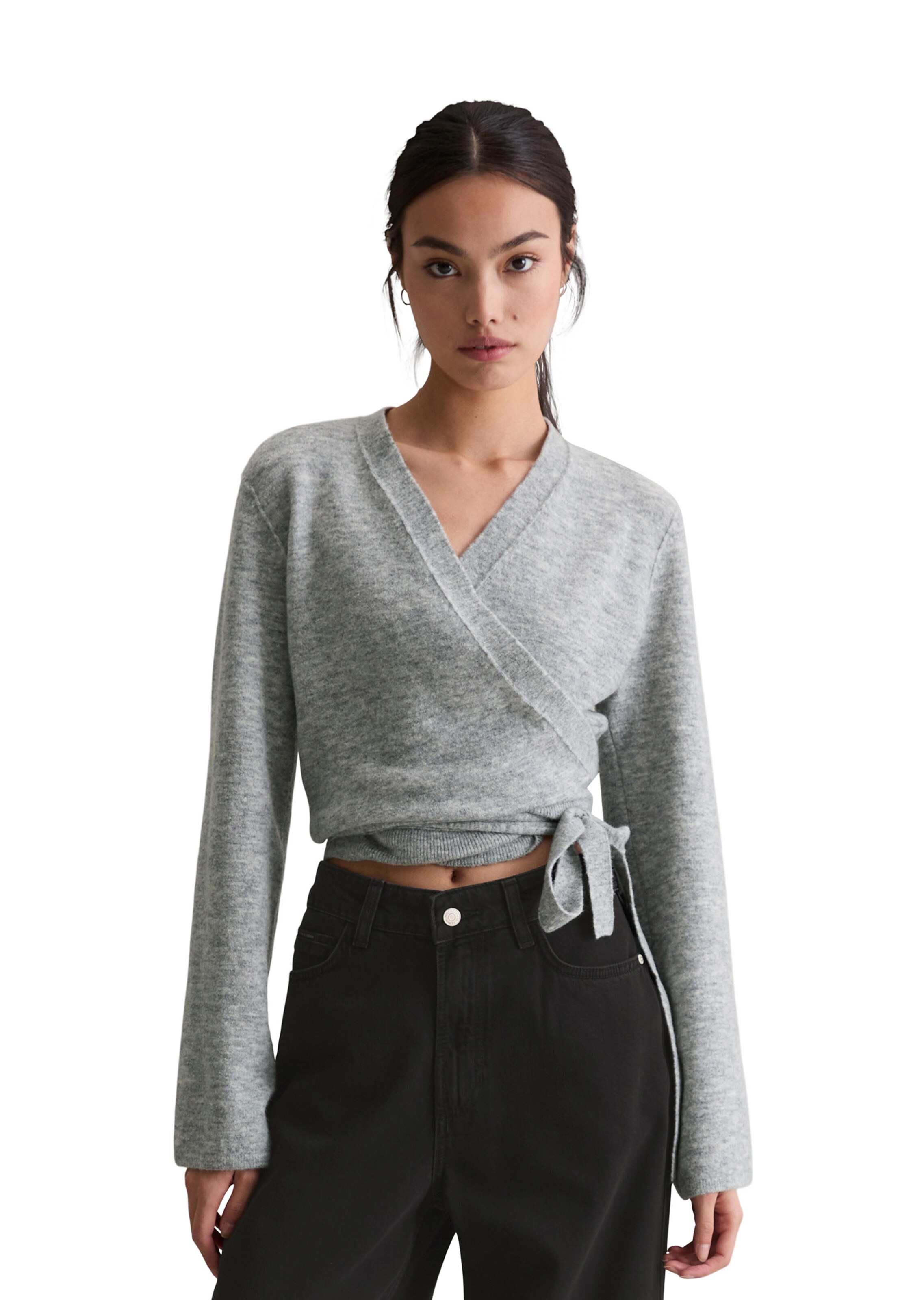 Marc O'Polo DENIM Gebreid vest in Grijs: voorkant