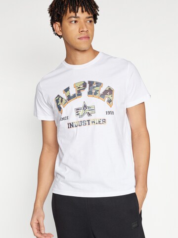 Maglietta 'College' di ALPHA INDUSTRIES in bianco