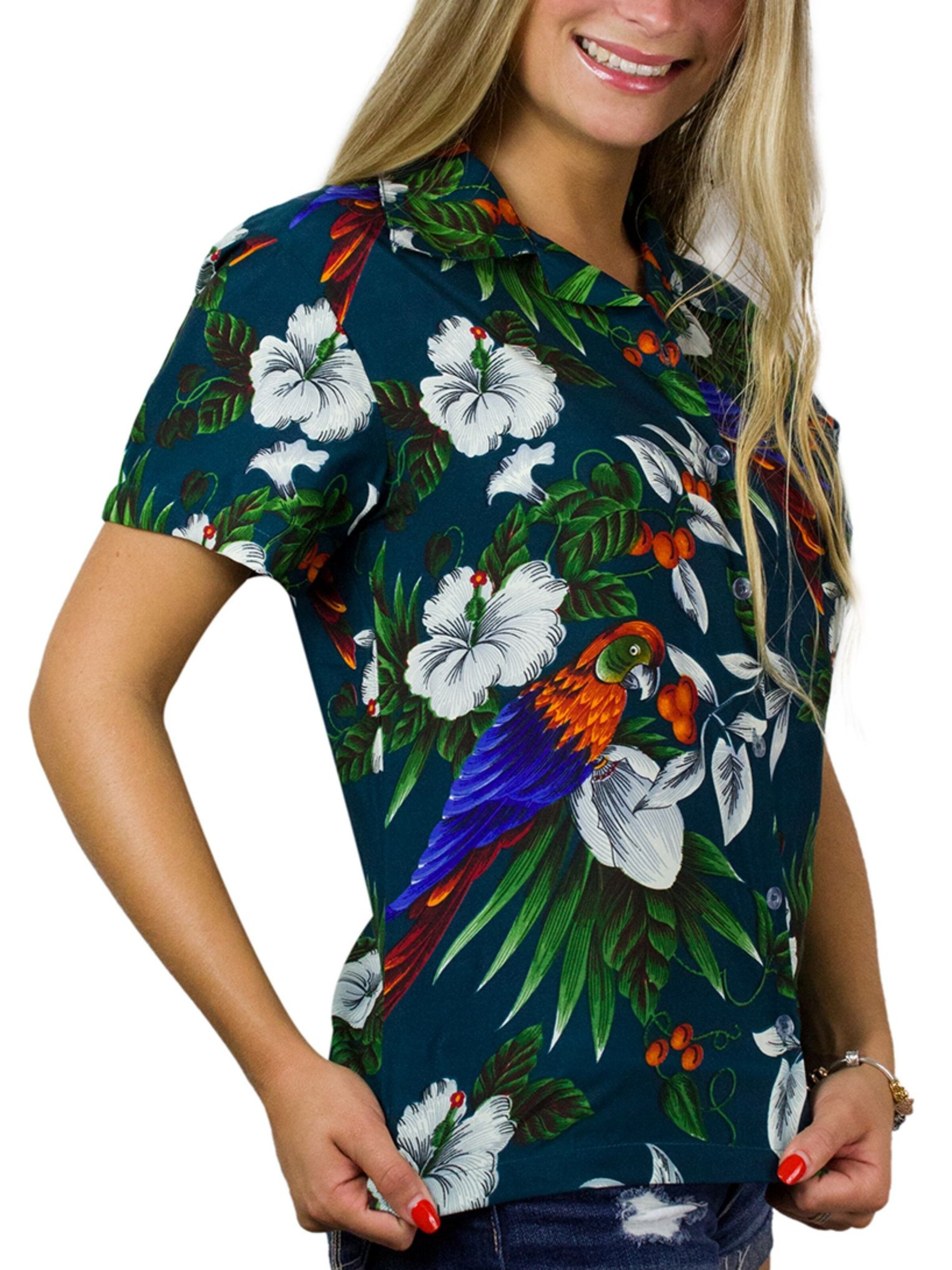 King Kameha Blouse 'Cherryparrot' in Green