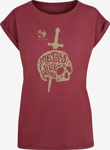 ABSOLUTE CULT Shirt 'Witcher - Merry Witchmas' in Rood: voorkant