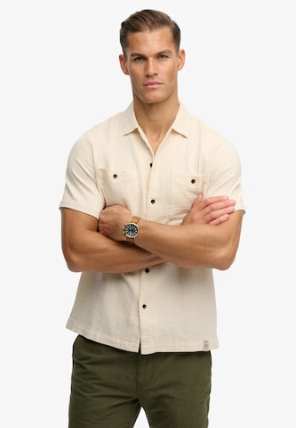 Superdry & Co Comfort fit Overhemd in Beige: voorkant