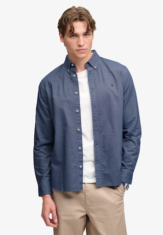 Superdry & Co Regular fit Button Up Shirt in Blue: front