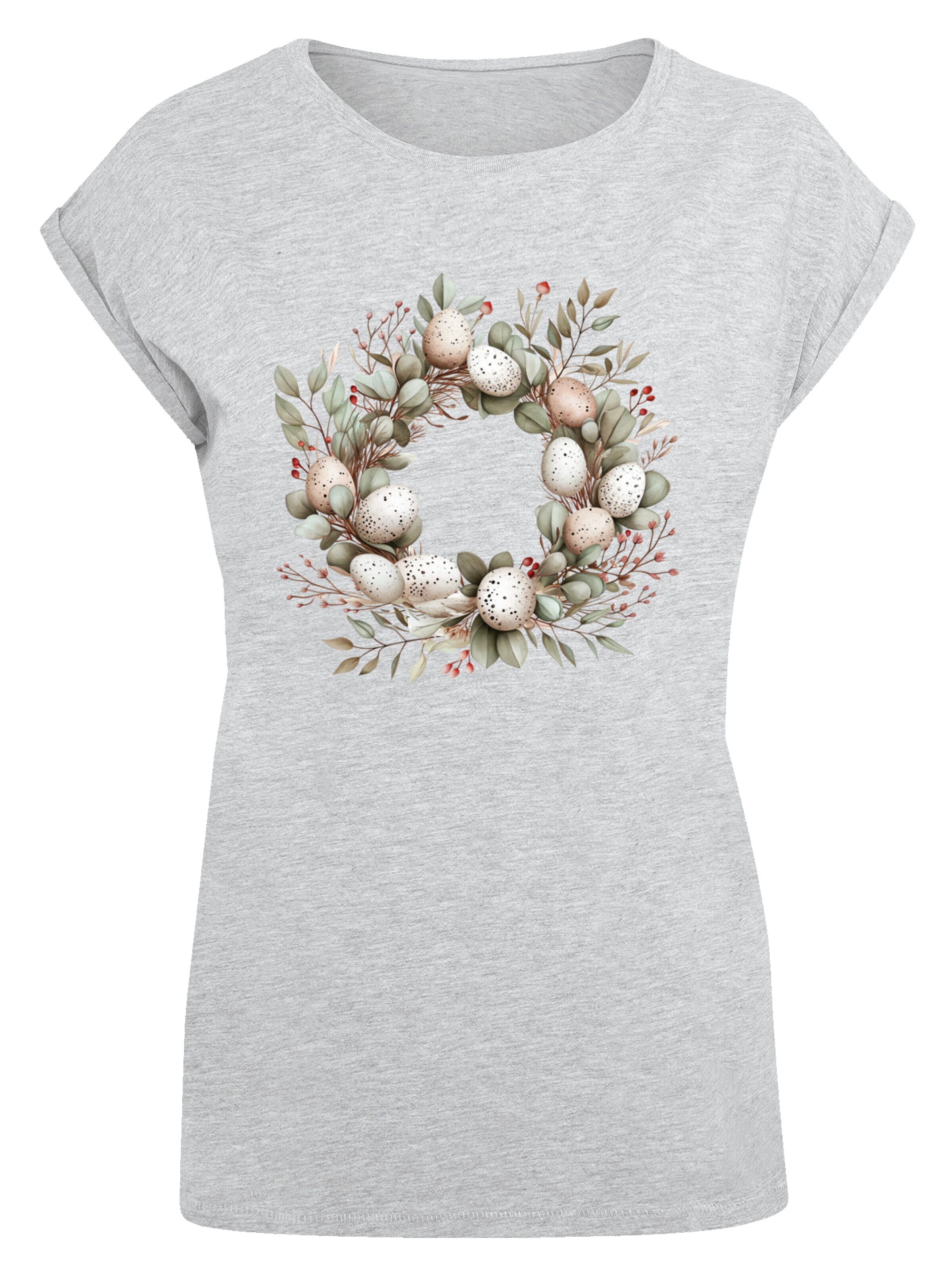 F4NT4STIC Shirt 'Osterkranz Eierkranz Blumenring' in Grey: front