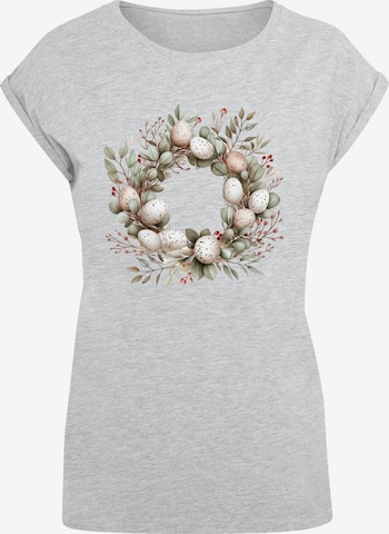 F4NT4STIC Shirt 'Osterkranz Eierkranz Blumenring' in Grey: front
