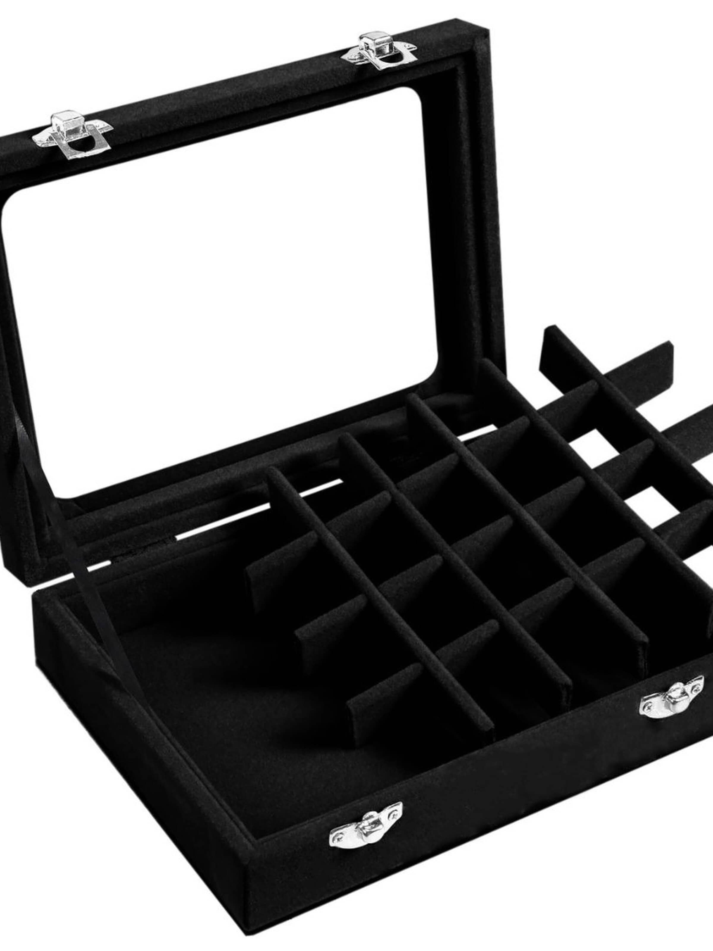 Boîte à bijoux 'Velvet Jewelry Box - Black' UNIQ Beauty en noir : devant