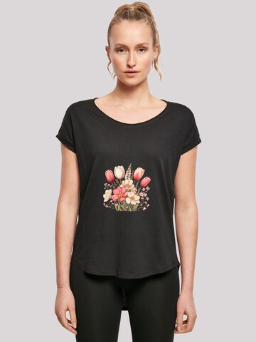 T-shirt 'Rosa Weißer Frühlingsblumenstrauß' F4NT4STIC en noir : devant