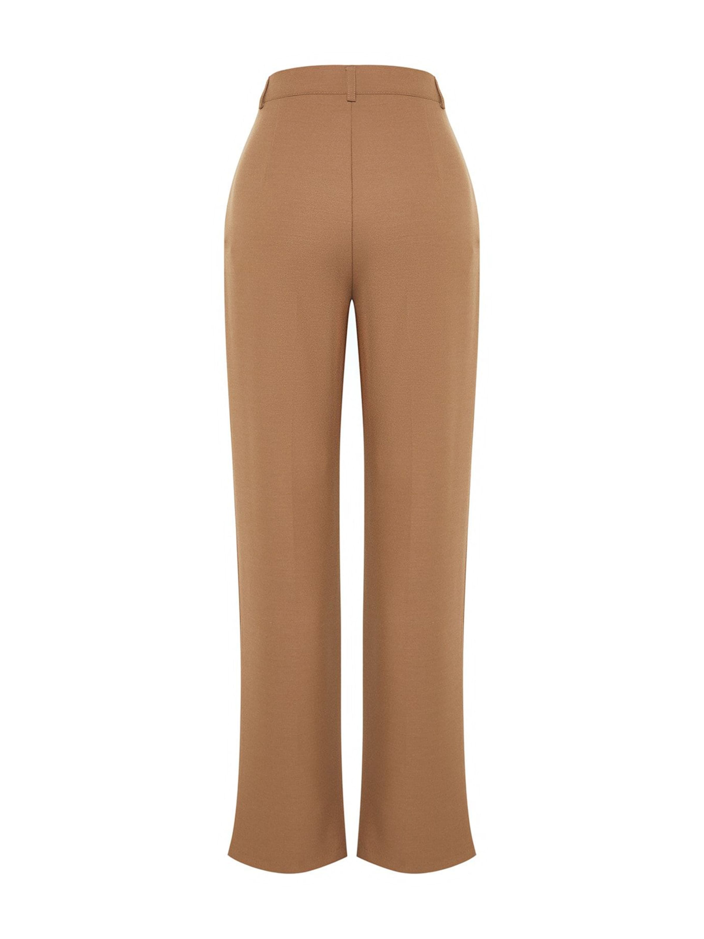 Regular Pantalon à plis Trendyol en marron