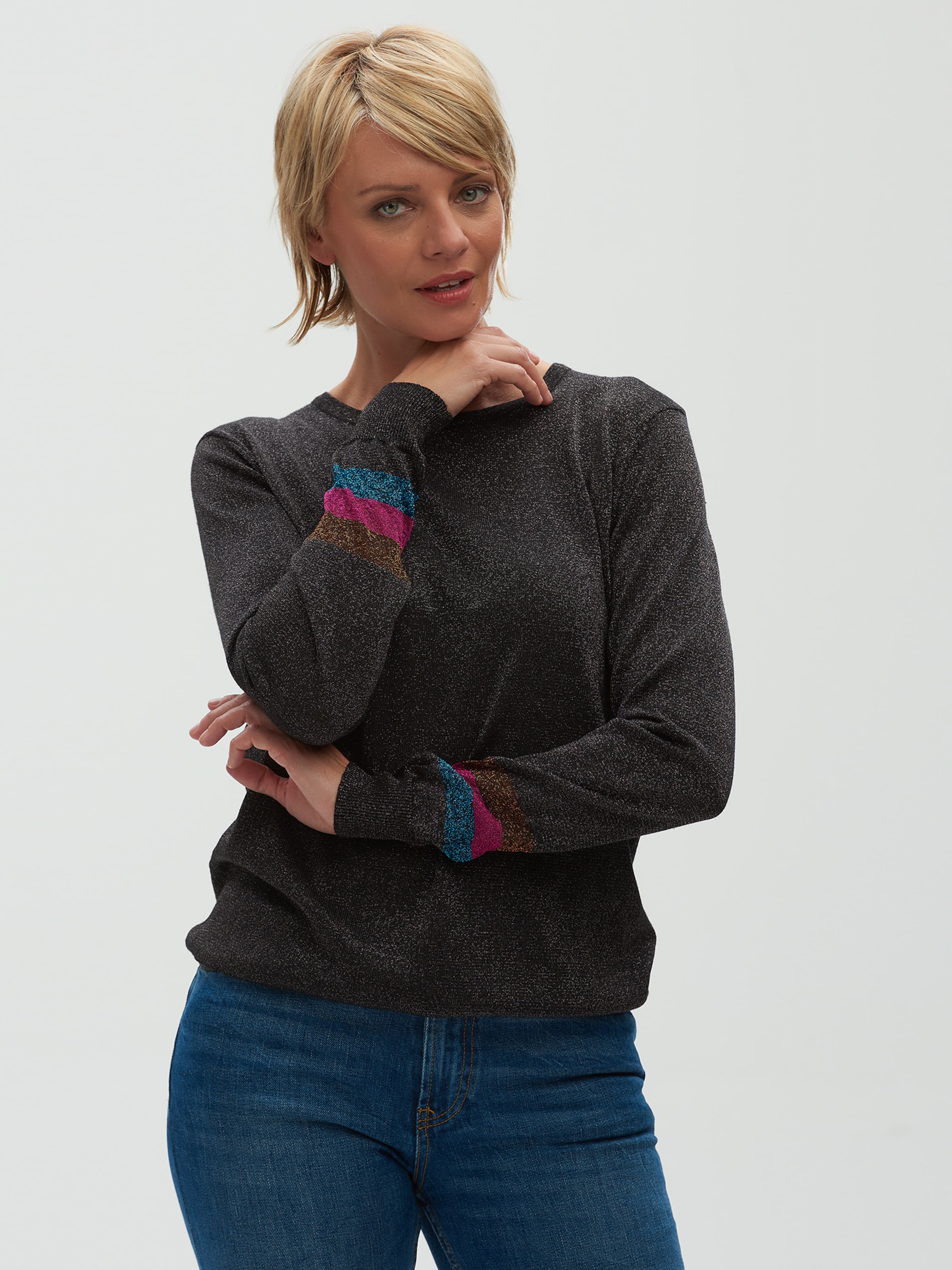 Frauen Große Größen Sugarhill Brighton Pullover 'ASTRID LUREX DISCO CUFFS ' in Dunkelgrau - DH61922 Frauen Große Größen Sugarhill Brighton Pullover 'ASTRID LUREX DISCO CUFFS ' in Dunkelgrau - DH61922