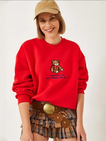 Bianco Lucci Sweatshirt in Rood: voorkant