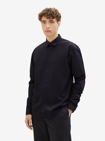 TOM TAILOR DENIM Regular fit Button Up Shirt in Black