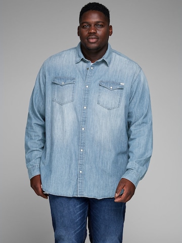 Jack & Jones Plus - Ajuste regular Camisa 'Sheridan' en azul: frente