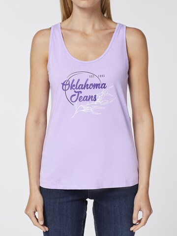 Oklahoma Jeans Tanktop ' mit Label- und Natur-Print ' in Lila