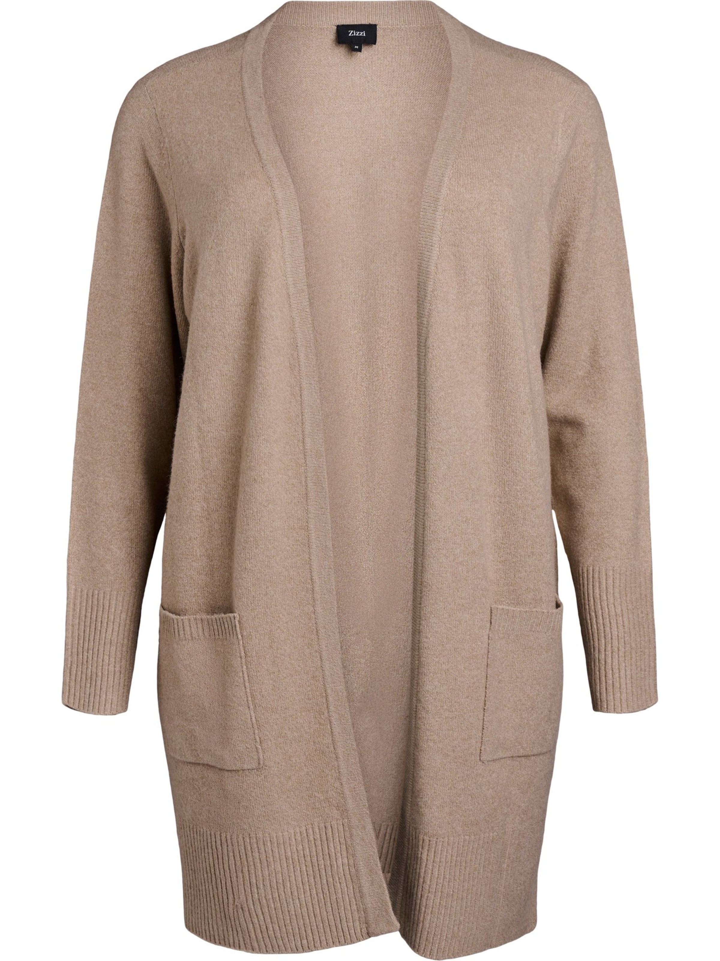 Zizzi Плетена жилетка 'Casunny' в бежово: отпред