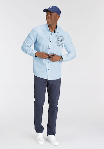 DELMAO Regular Fit Hemd in Blau