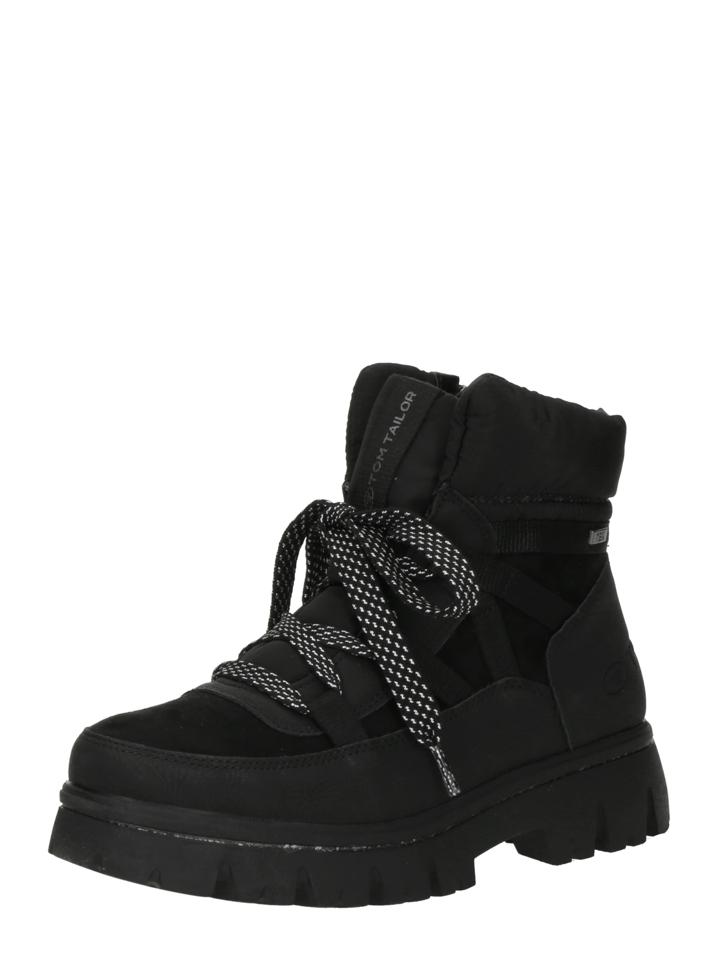 Ghete cu șireturi de la TOM TAILOR pe negru: față