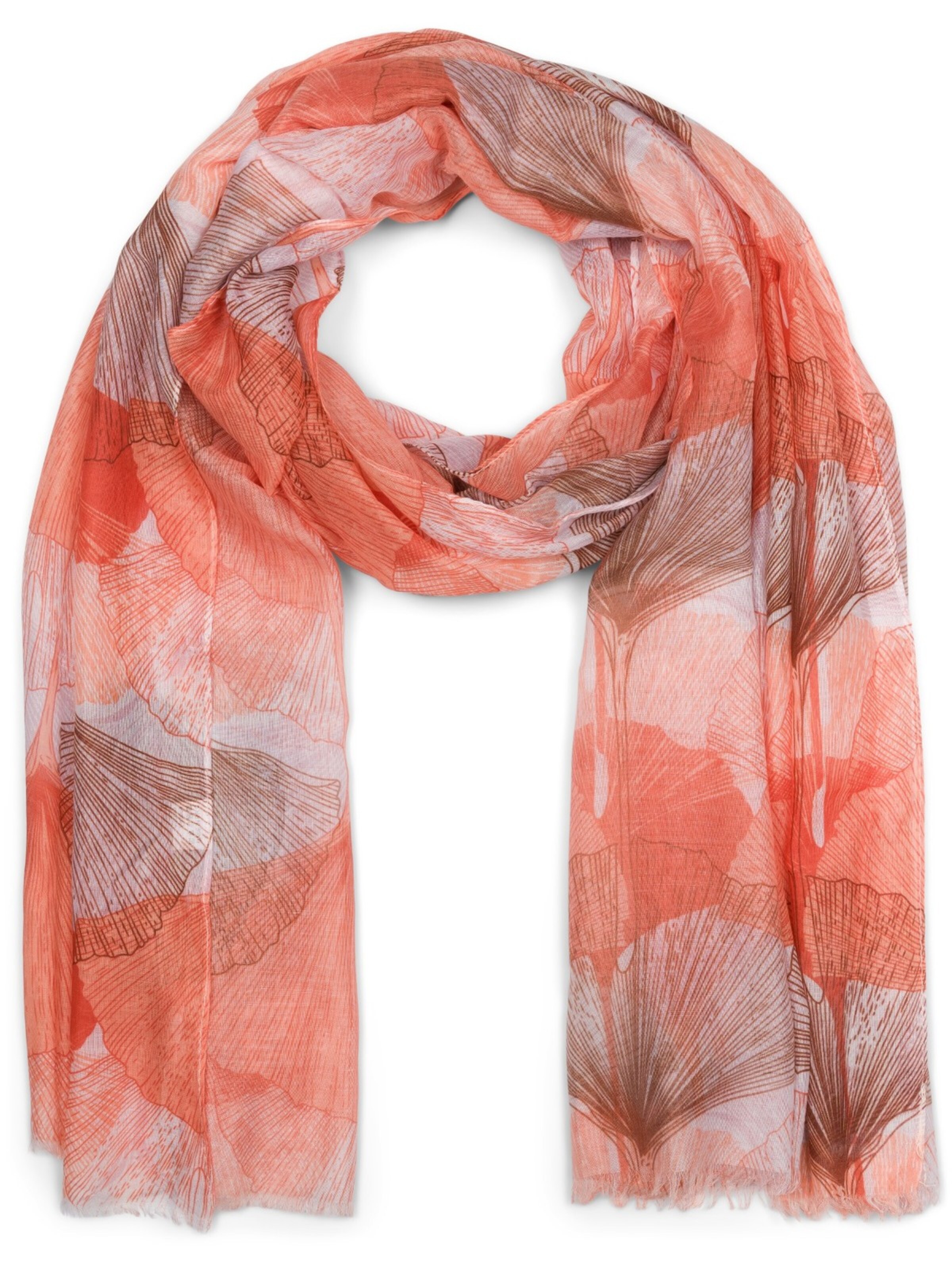styleBREAKER Scarf 'Langer Schal Ginkgo Leaves' in Orange: front
