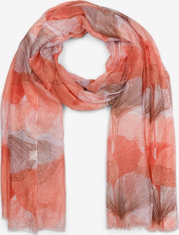 styleBREAKER Schal 'Langer Schal Ginkgo Leaves' in Orange: Vorderseite