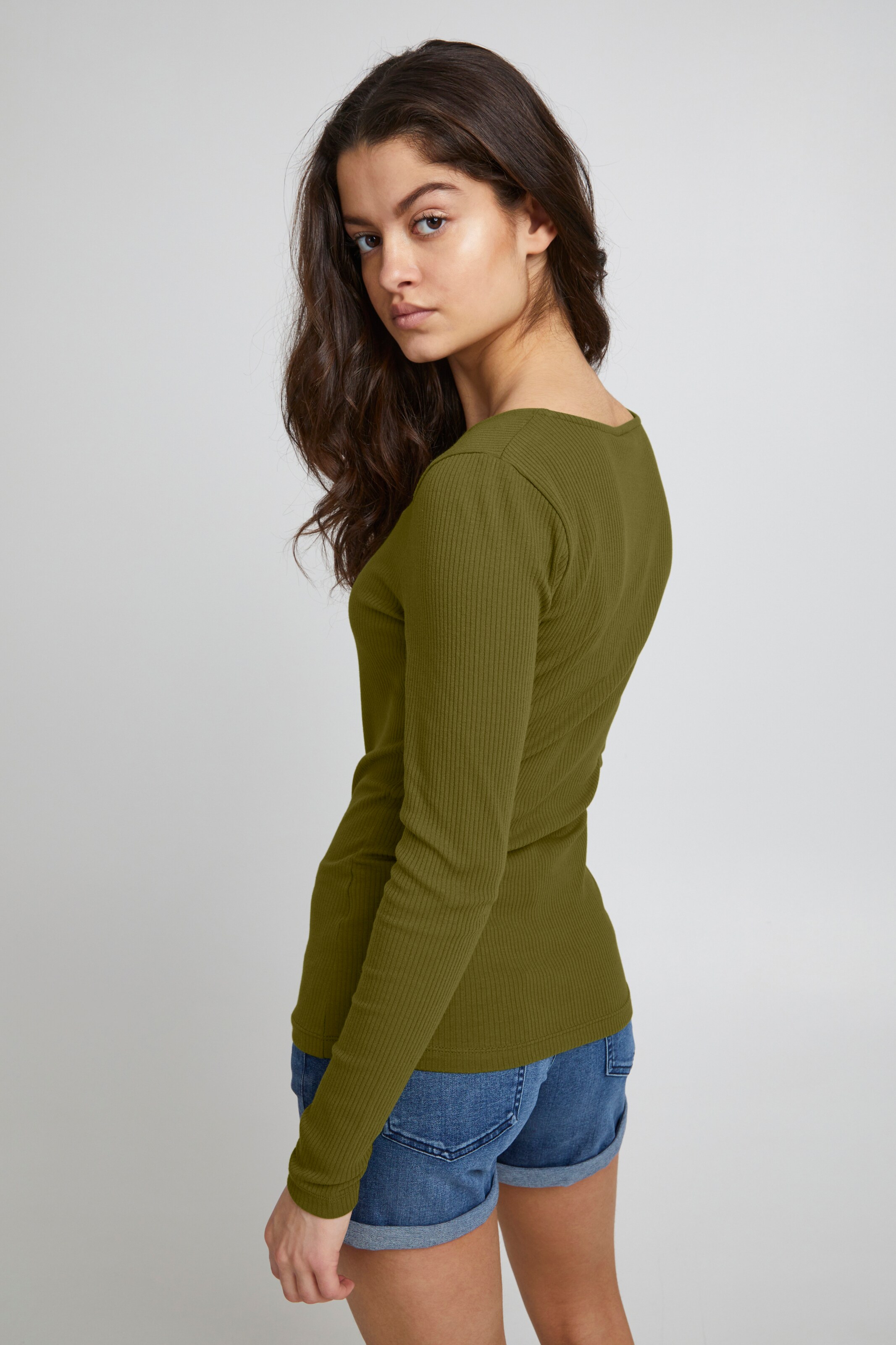 Frauen Große Größen ICHI Sweatshirt IHSUPER LS in Dunkelgrün - QD85761 Frauen Große Größen ICHI Sweatshirt IHSUPER LS in Dunkelgrün - QD85761