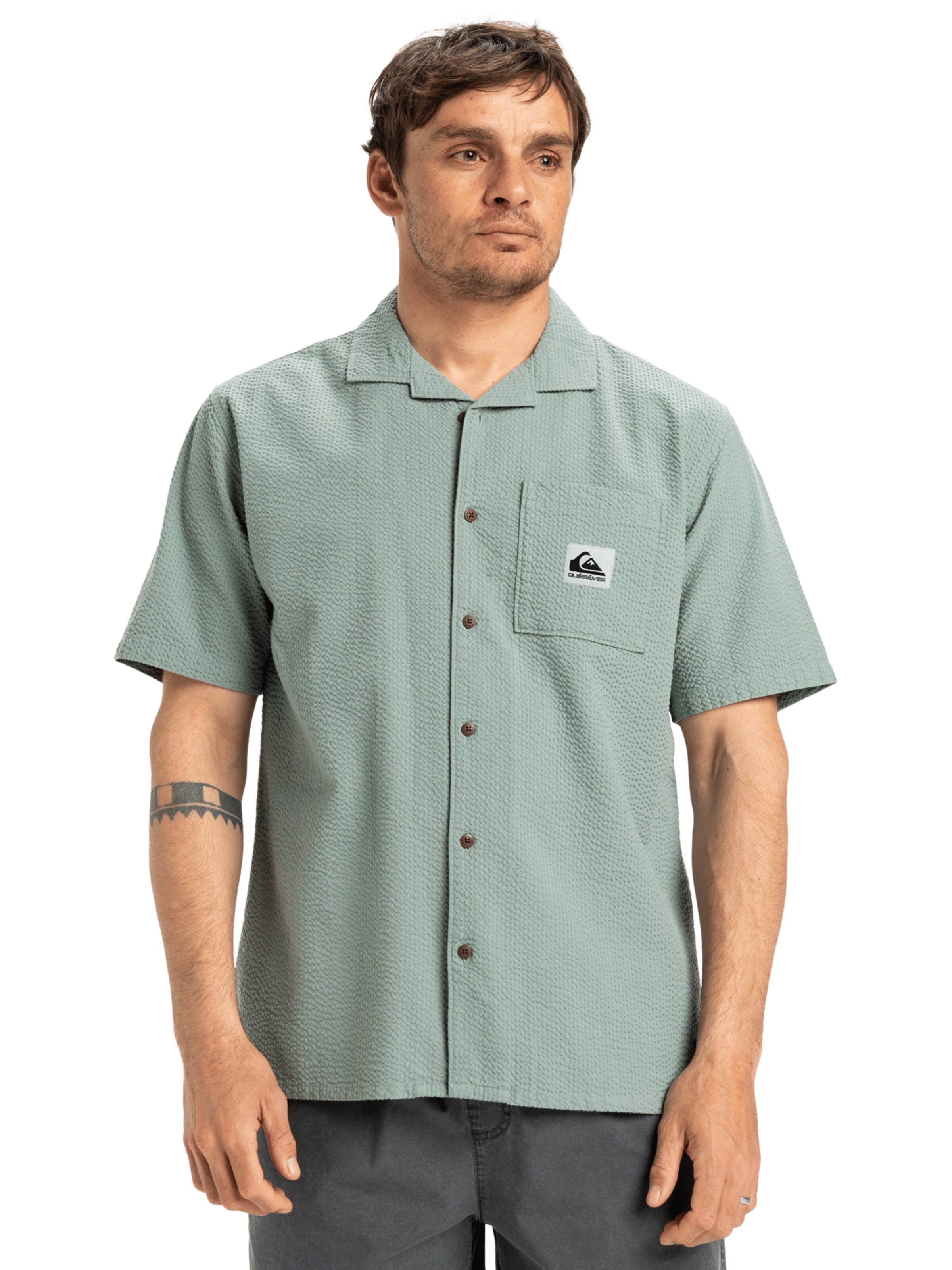 QUIKSILVER Comfort fit Overhemd 'Heartbeat' in Groen: voorkant