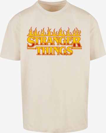 T-Shirt 'Stranger Things Fire Logo Netflix TV Series' F4NT4STIC en beige : devant