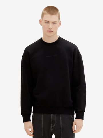 TOM TAILOR DENIM Sweatshirt in Black: front