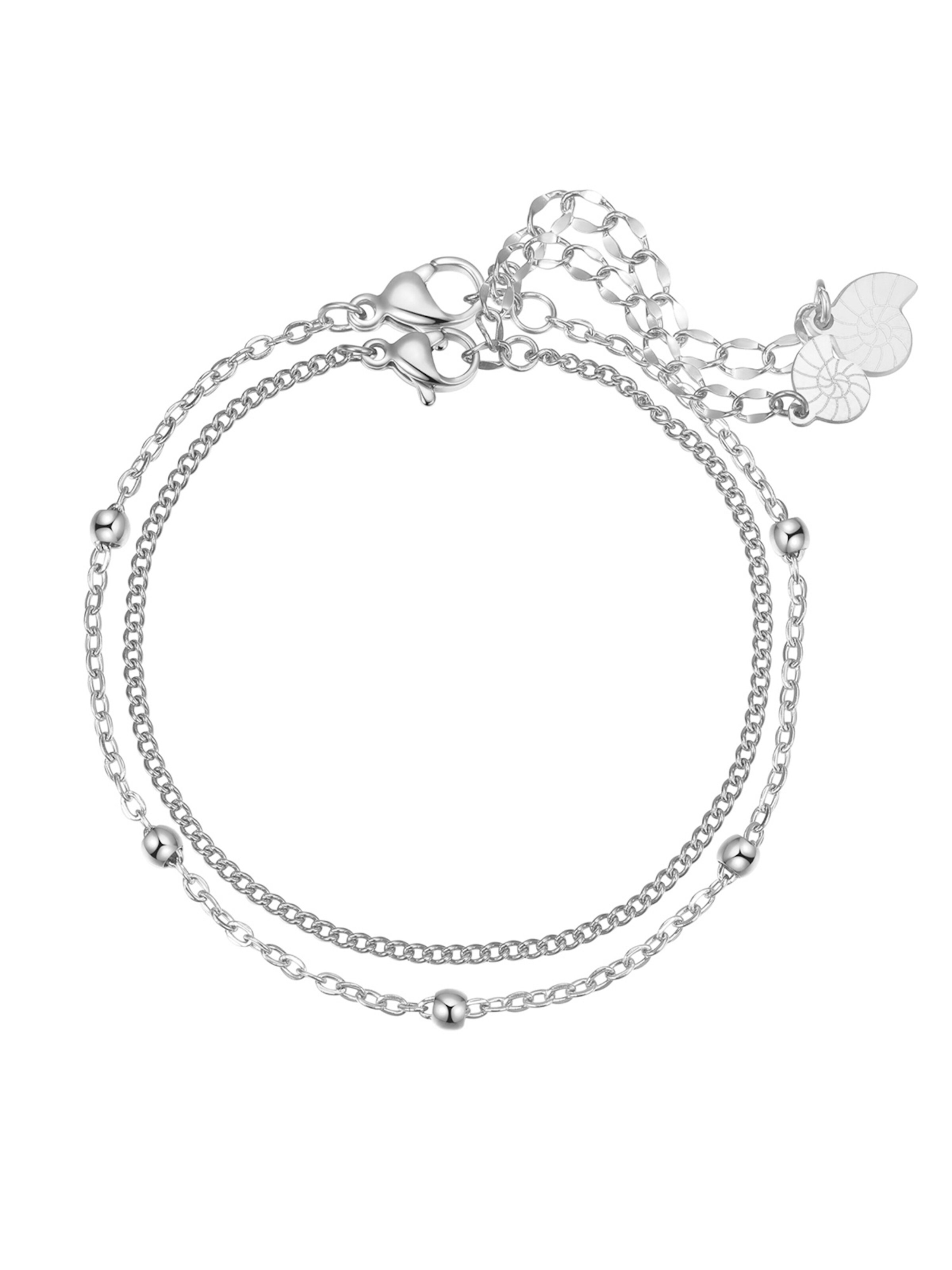 Hey Happiness - Pulsera 'Fine Duo' en plata: frente