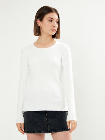 Influencer Sweater in White: front