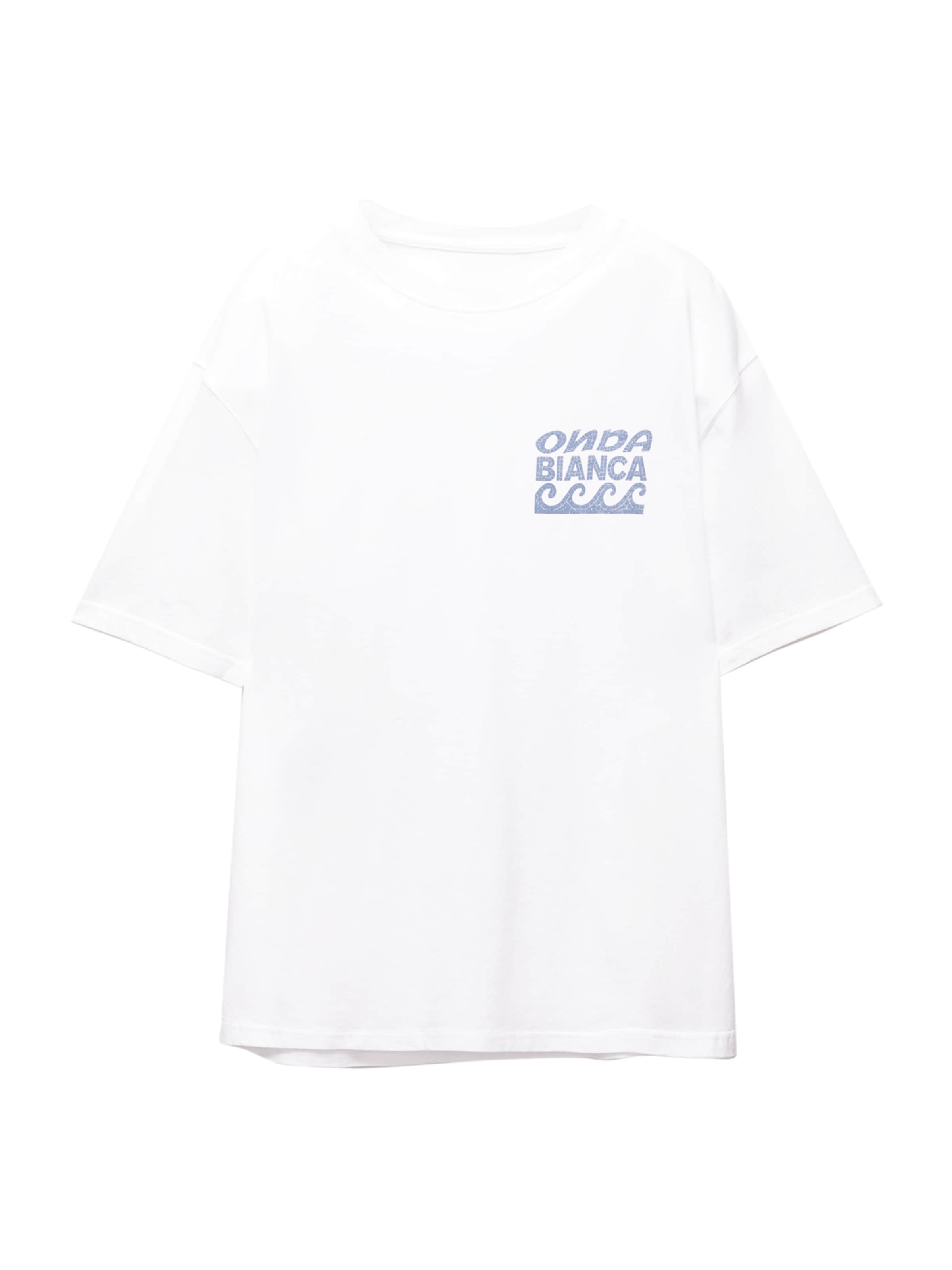 Pull&Bear T-Shirt 'MARE MOSAICO' in Weiß: Vorderseite