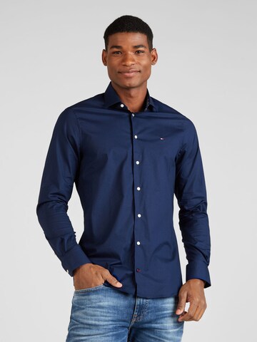 Coupe slim Chemise business TOMMY HILFIGER en bleu : devant