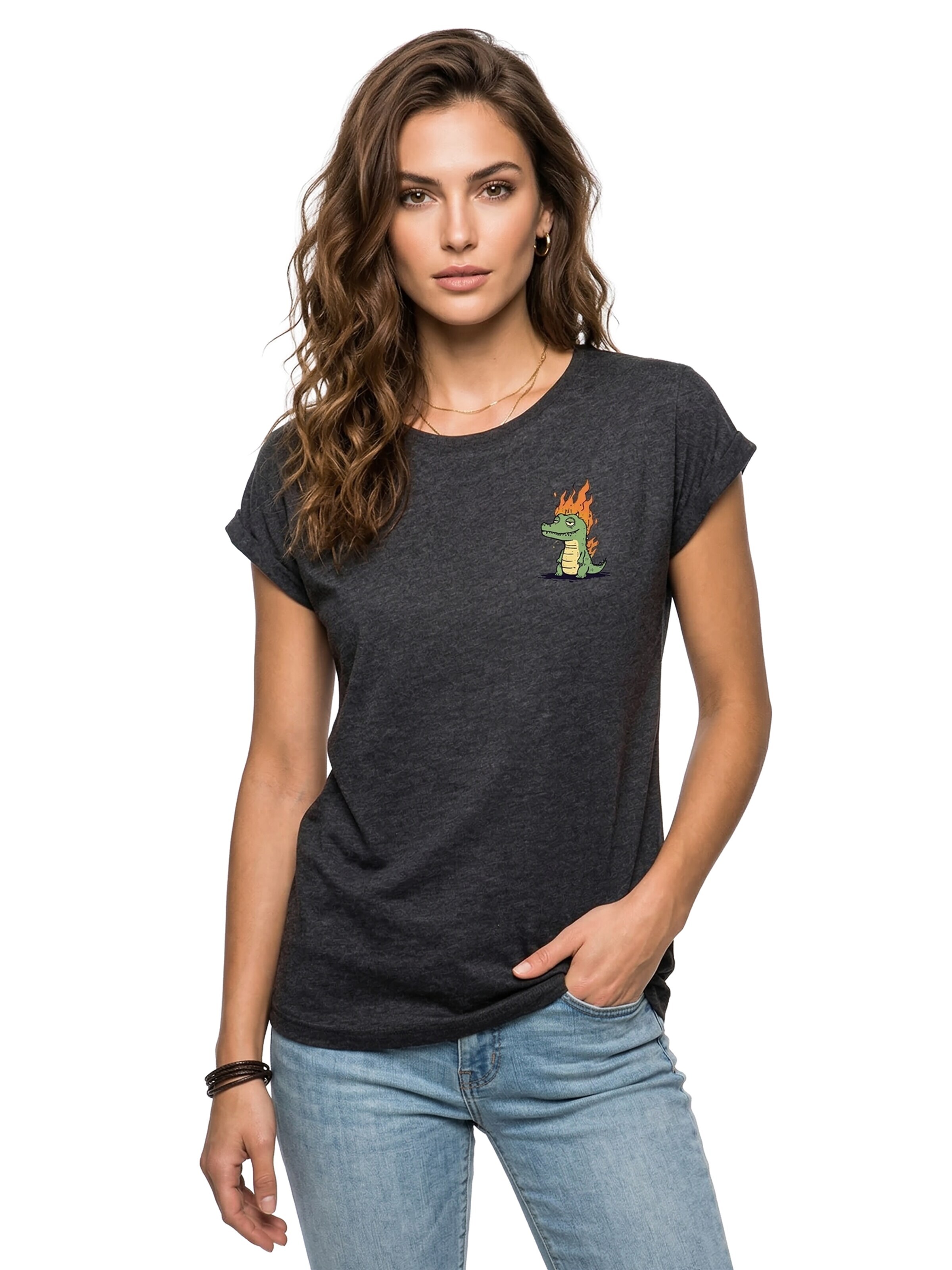 MAKAYA Shirt 'Krokodil' in Grey: front