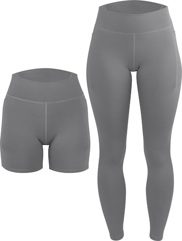 Circle Five Leggings 'Sport Set 2 pcs (Radlershorts mit Taschen + Leggings mit Taschen)' in Grey: front