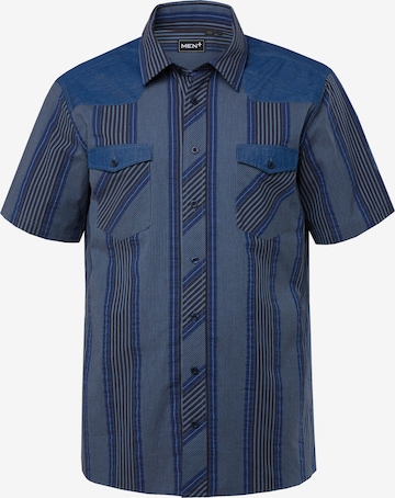 Men Plus Comfort fit Button Up Shirt in Blue: front