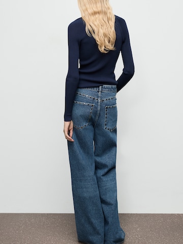 Wide Leg Jean 'STUDS' MANGO en bleu