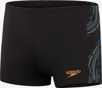 SPEEDO Athletic Swim Trunks in Black: front