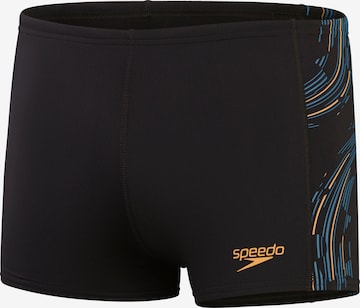 SPEEDO Athletic Swim Trunks in Black: front