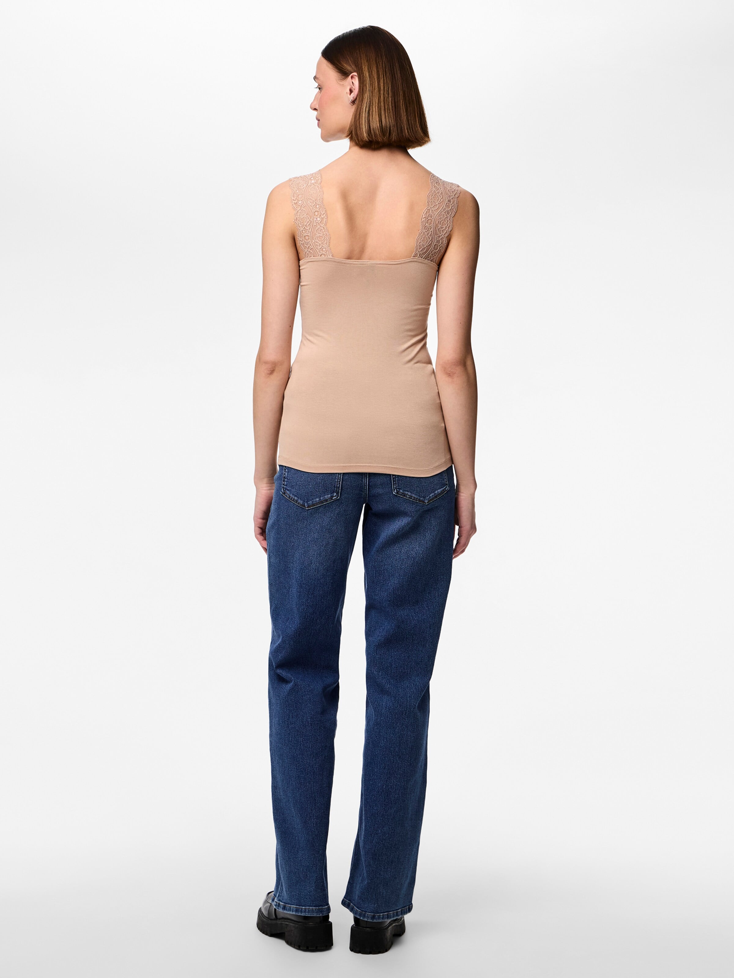 PIECES Top 'Pieces Dames Top Kant PCBARBERA LACE 2-Pack Effen' in Grijs