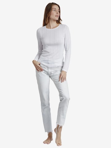 admas - Top 'ADMAS Camiseta Manga Larga Canalé para Mujer' en blanco: frente