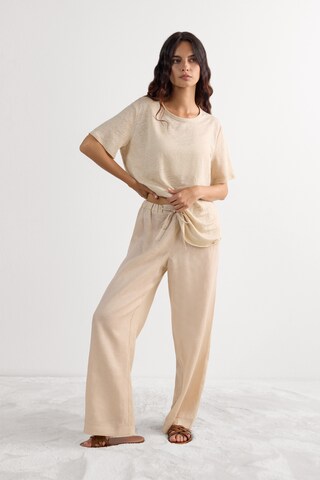 INTIMISSIMI Wide leg Pants 'The Pure Linen' in Beige