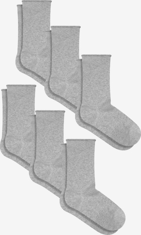 Albero Natur Socks 'Bio-Baumwoll-Socken mit Rollrand Unisex – 6er Pack' in Grey: front