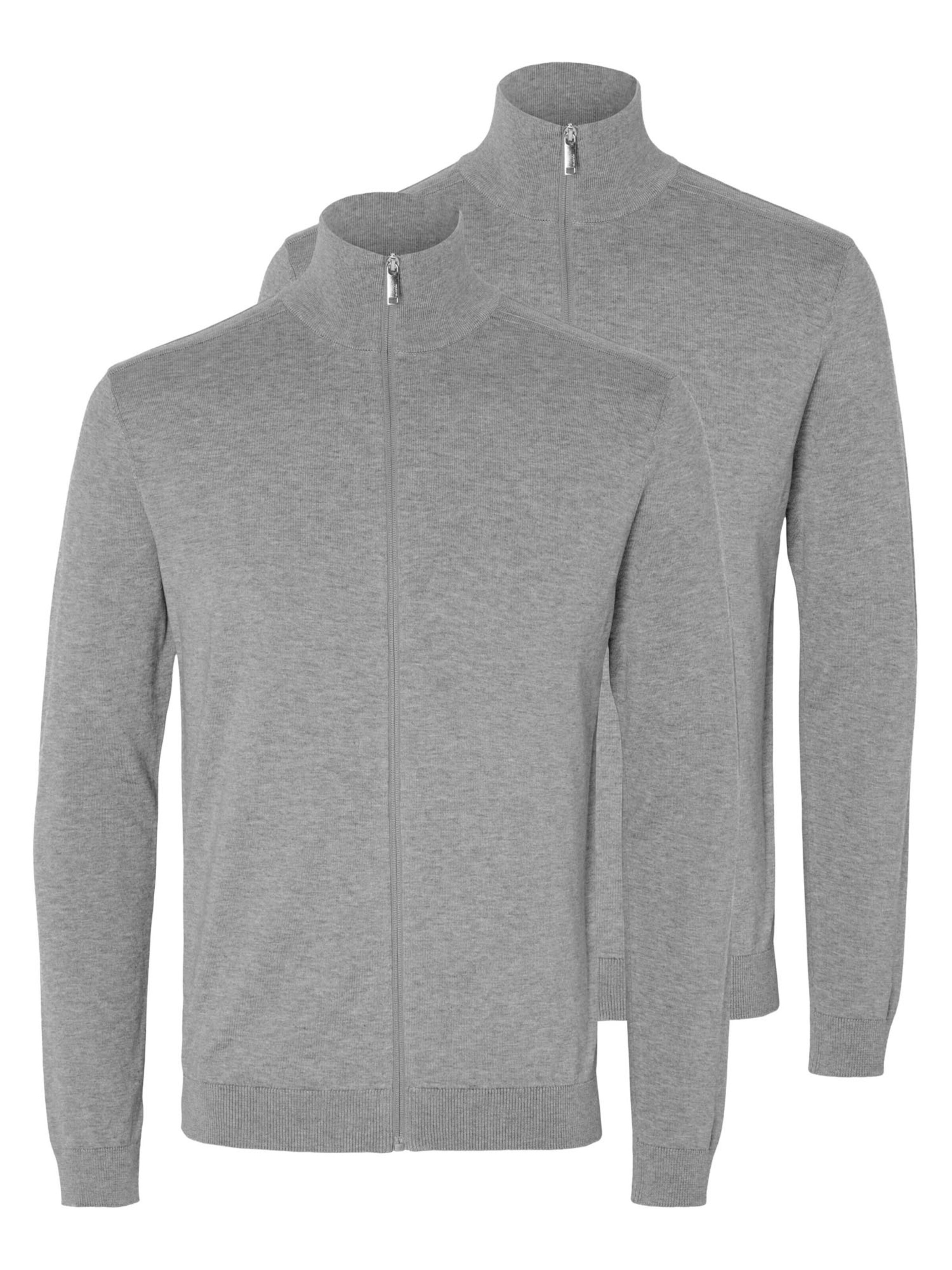 SELECTED Knit Cardigan 'Berg' in Grey: front