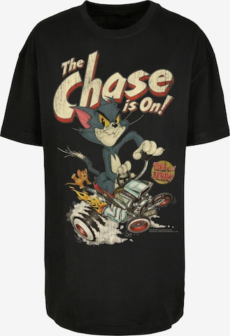 F4NT4STIC Oversized Shirt 'Tom und Jerry The Chase Is On' in Black: front