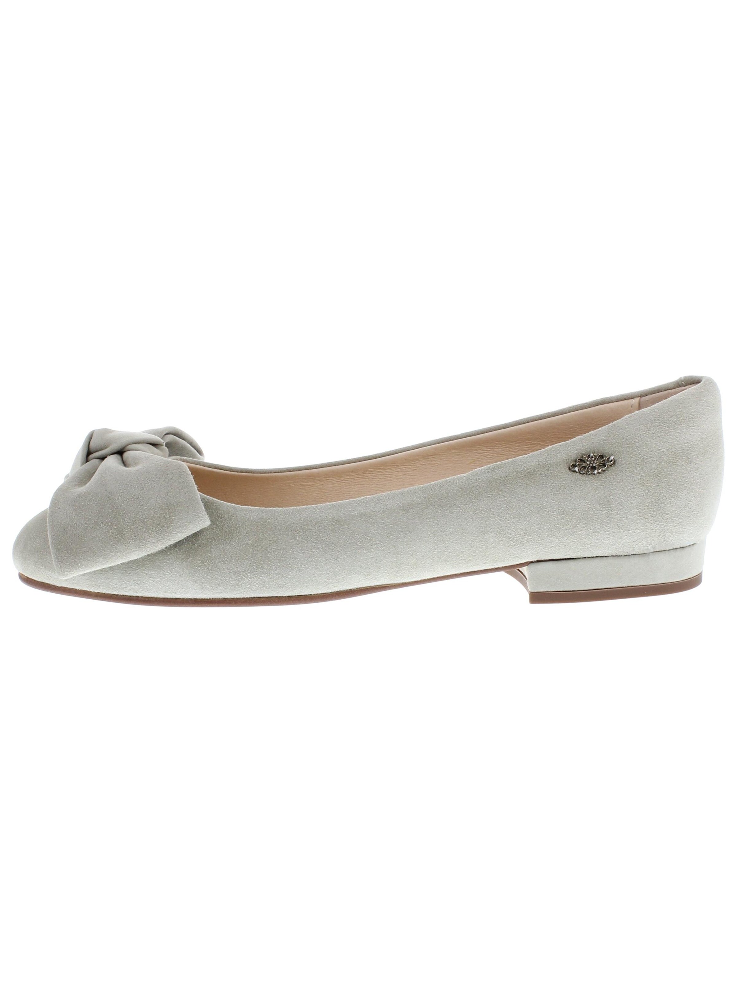 XAVER LUIS Schuhmanufaktur Ballet Flats 'PAULINA - mit großer Lederschleife' in Green: front