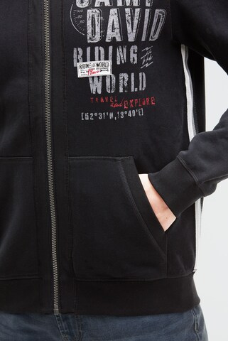 CAMP DAVID Zip-Up Hoodie in Black