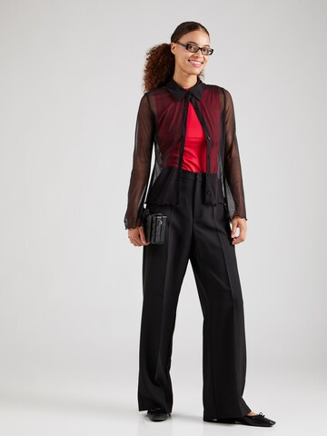 MOS MOSH Loose fit Trousers with creases in Black