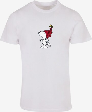 Merchcode Shirt 'Peanuts Snoopy With Knitted Hat' in Wit: voorkant