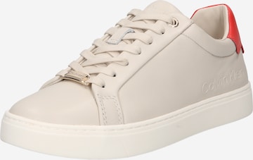 Calvin Klein - Zapatillas deportivas bajas en beige: frente