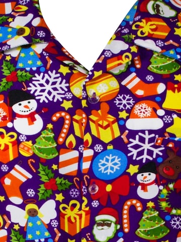 King Kameha Regular fit Overhemd 'Christmas Allover' in Lila