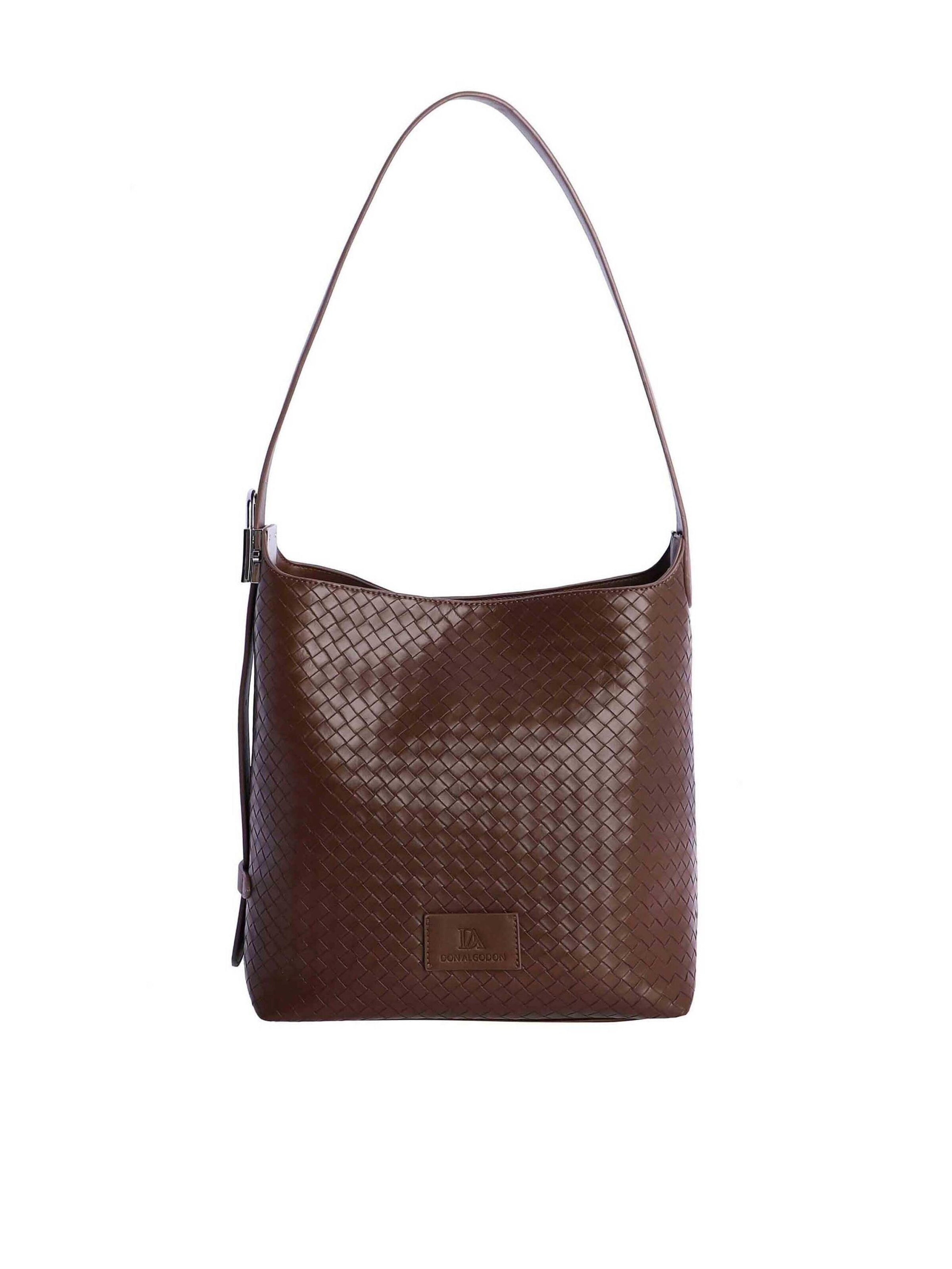 Don Algodon - Bolso de hombro 'Bolso de hombro para mujer Lipari de piel sintética con botón magnético' en marrón: frente