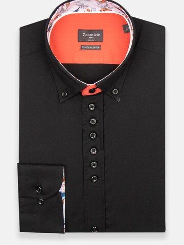 Slim fit Camicia business 'Donatello Iconic Poplin Stretch Man Shirt Black' di 7Camicie in nero
