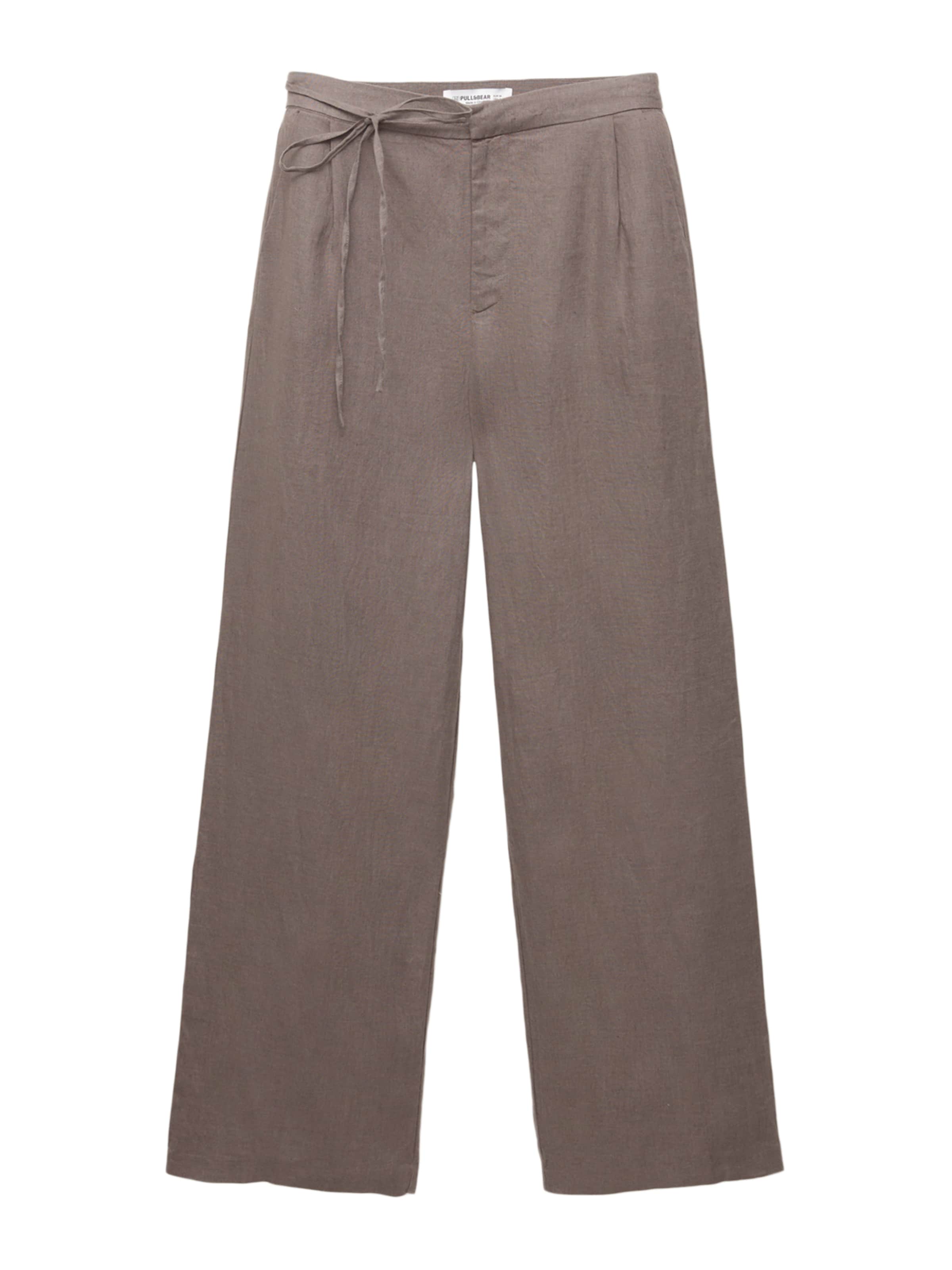 Pull&Bear Zvonové kalhoty Kalhoty se sklady v pase – šedá: přední strana